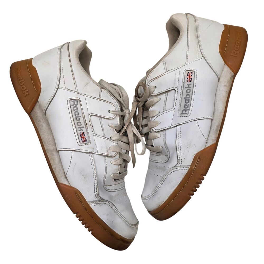 Reebok Workout Plus sneakers in the‎ white and gum colorway men's 9.5